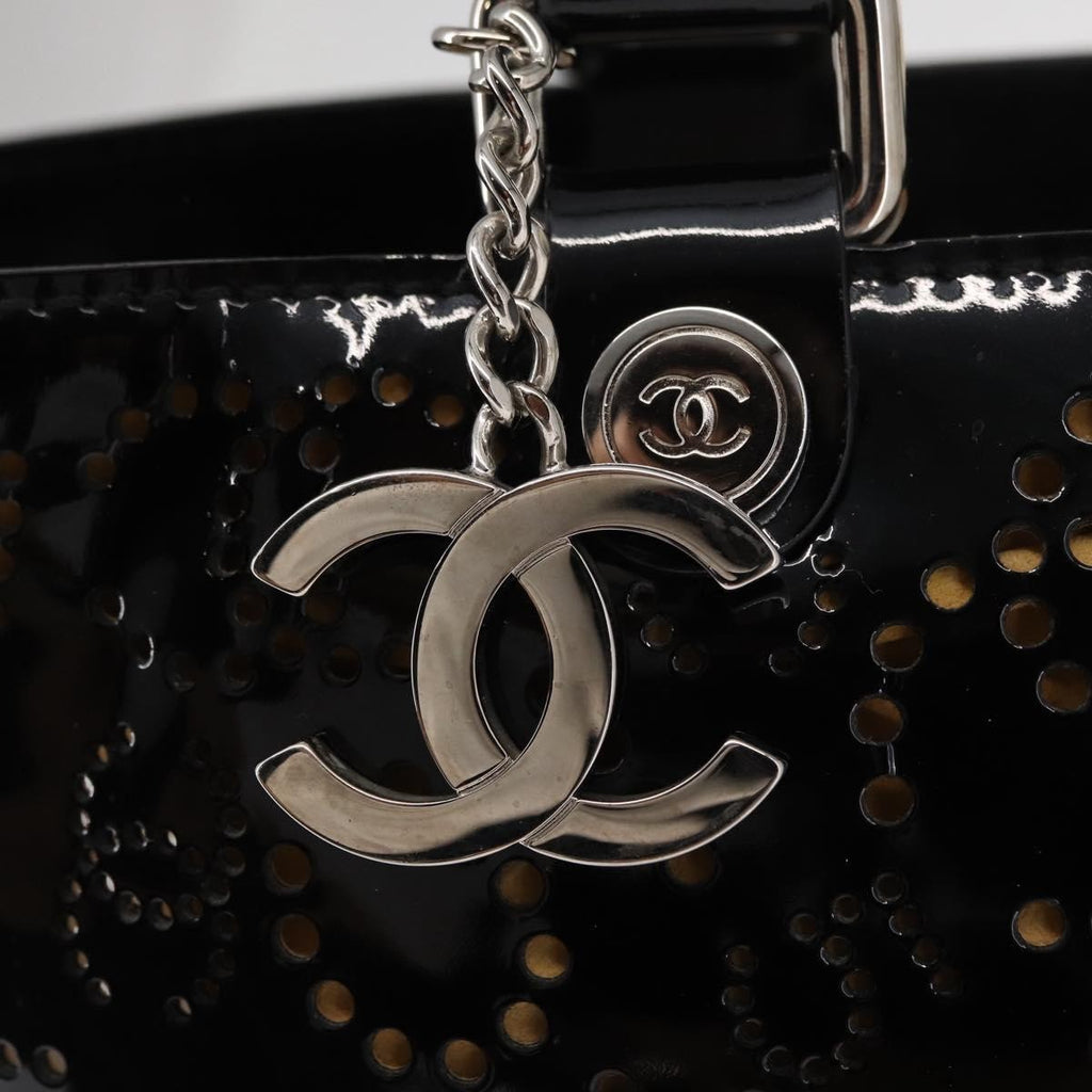 Chanel Cc No.5 Shopping Tote Perforated Patent Black Patent_Leather Tote Bag Bag