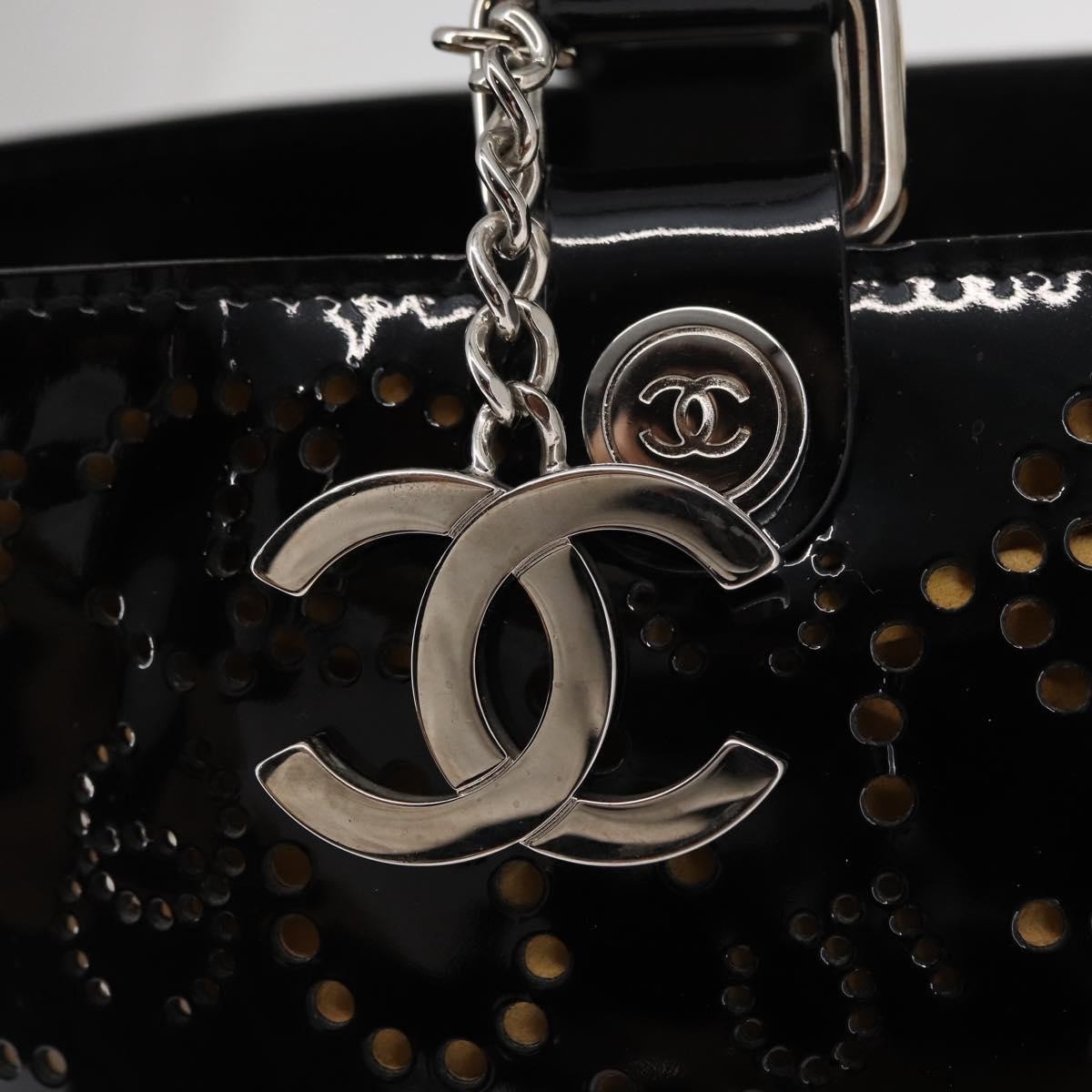 Chanel Cc No.5 Shopping Tote Perforated Patent Black Patent_Leather Tote Bag Bag