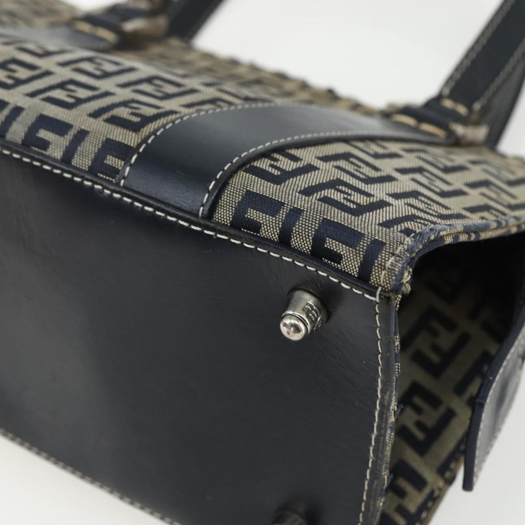 Fendi Vintage Satchel Zucchino Canvas Navy Canvas Handbag