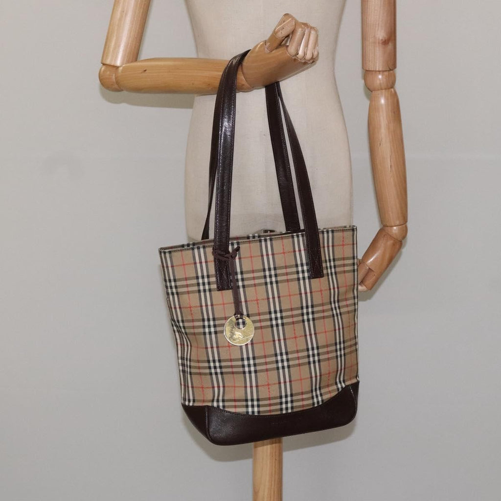 Burberry Nova Check Tote Canvas And Leather Beige Canvas Tote Bag