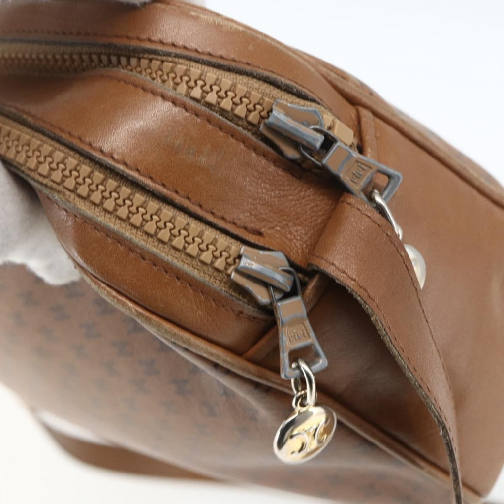 Celine Vintage Macadam Shoulder Bag Canvas And Leather Brown Canvas Shoulder Bag Bag