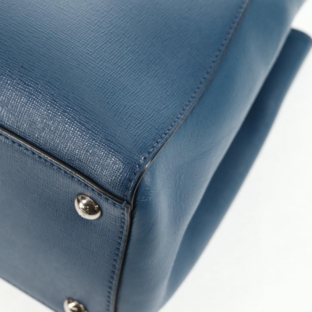 Fendi 2Jours Bag Leather Blue Leather Bag