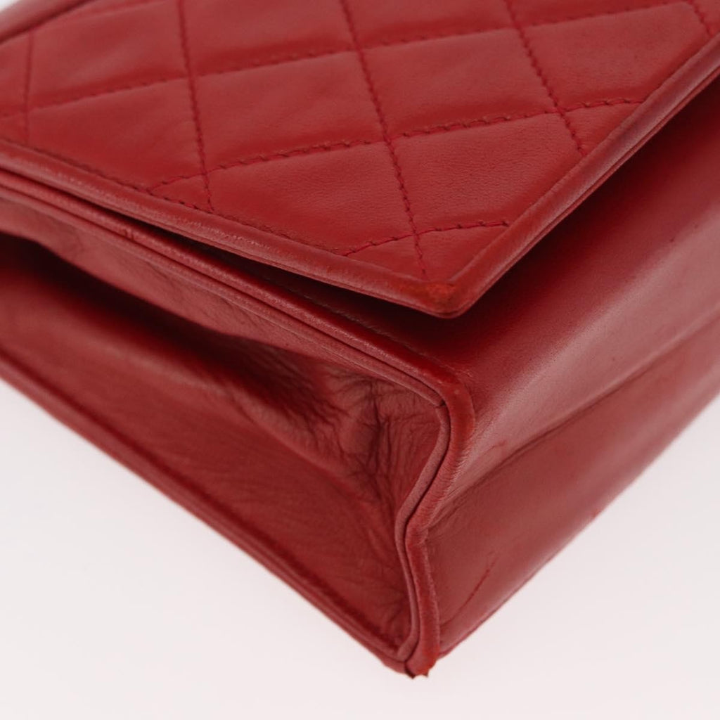 Chanel Vintage Cc Chain Full Flap Bag Quilted Leather Red Leather Shoulder Bag Bag