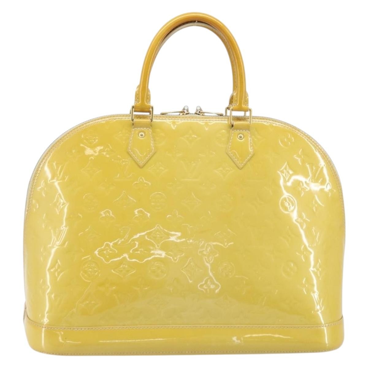 Louis Vuitton Alma Handbag Monogram Vernis Yellow Patent_Leather Handbag