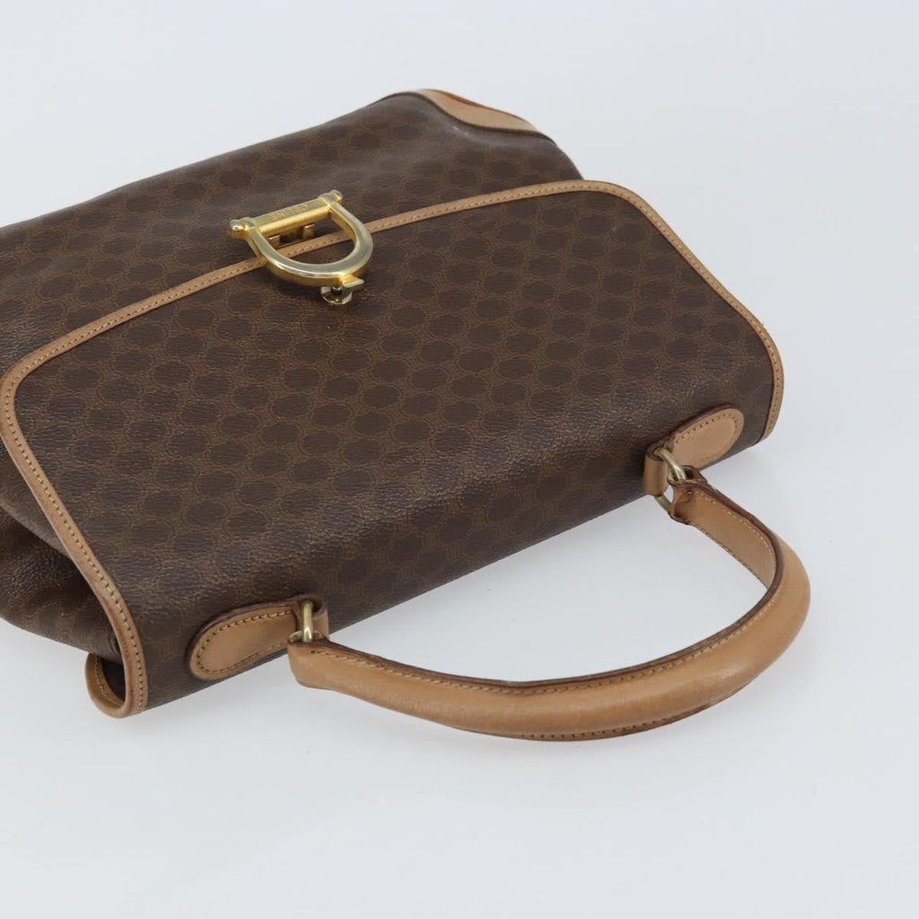 Celine Vintage Macadam Handbag Canvas Brown Pvc Handbag