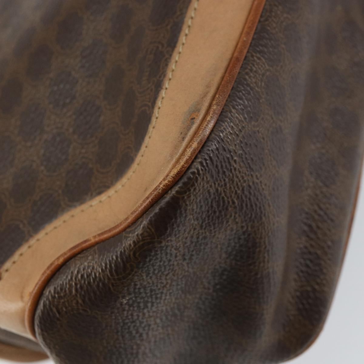 Celine Vintage Macadam Handbag Canvas Brown Pvc Handbag