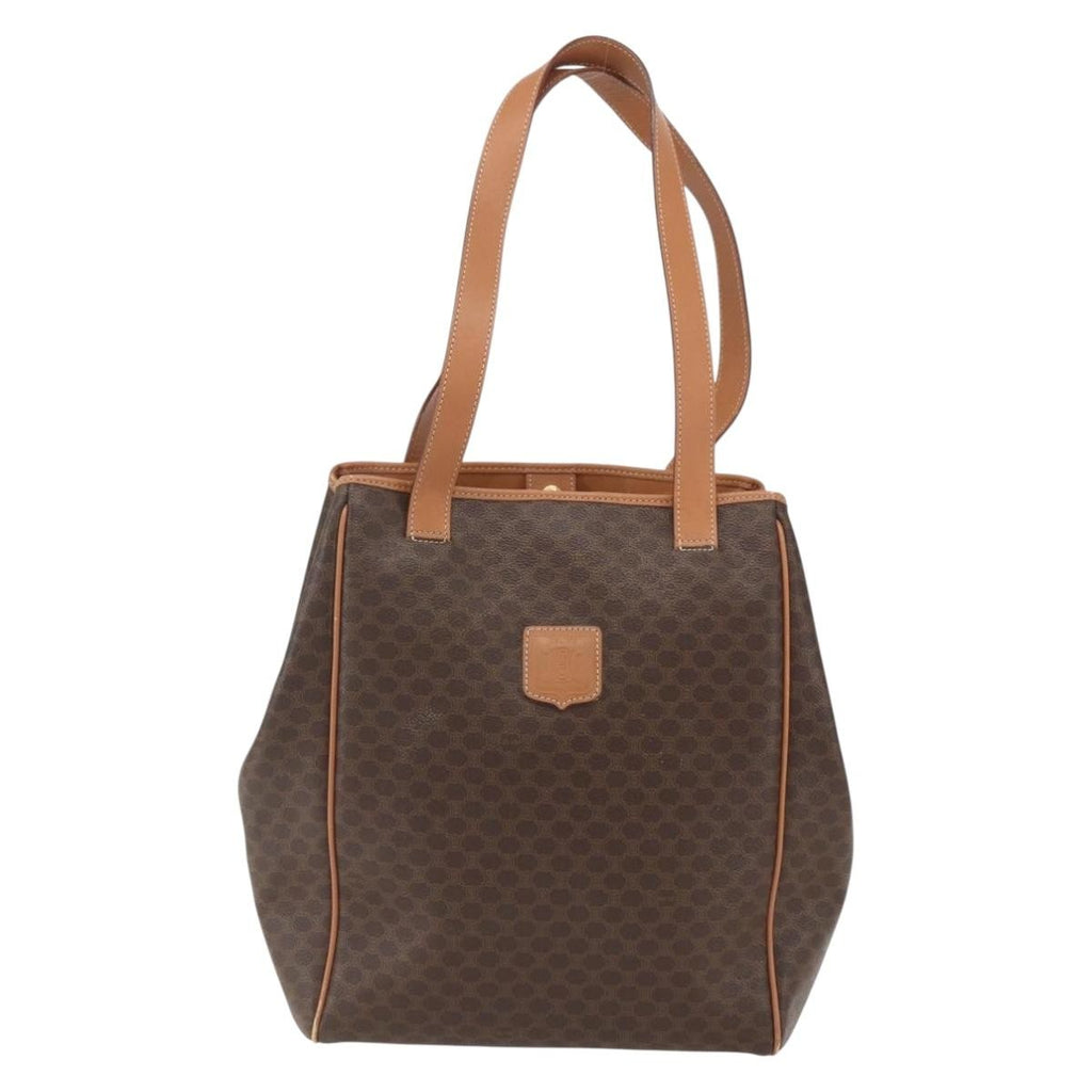 Celine Vintage Macadam Shoulder Bag Canvas And Leather Brown Canvas Shoulder Bag Bag