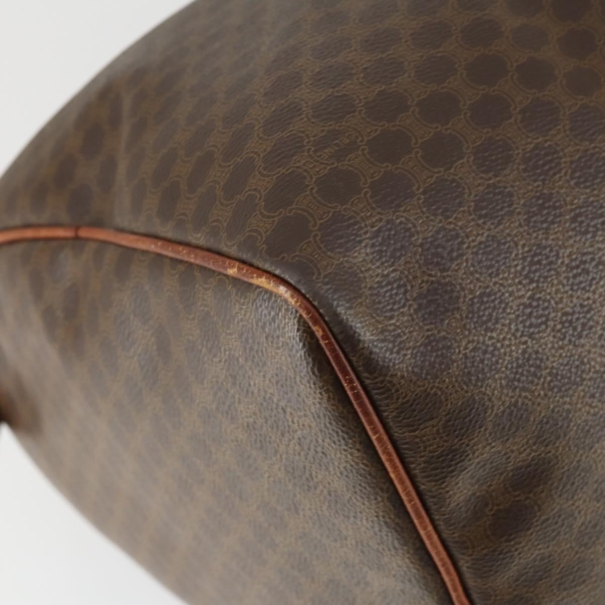 Celine Vintage Macadam Boston Bag Canvas Brown Pvc Travel Bag Bag