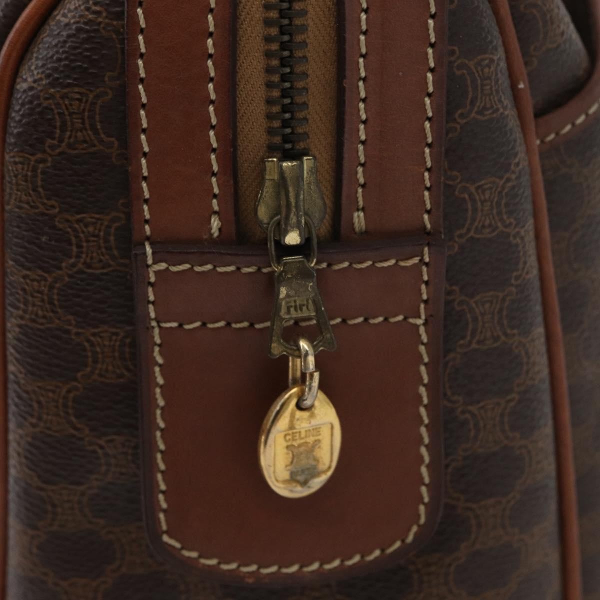 Celine Vintage Macadam Handbag Canvas And Leather Brown Canvas Handbag