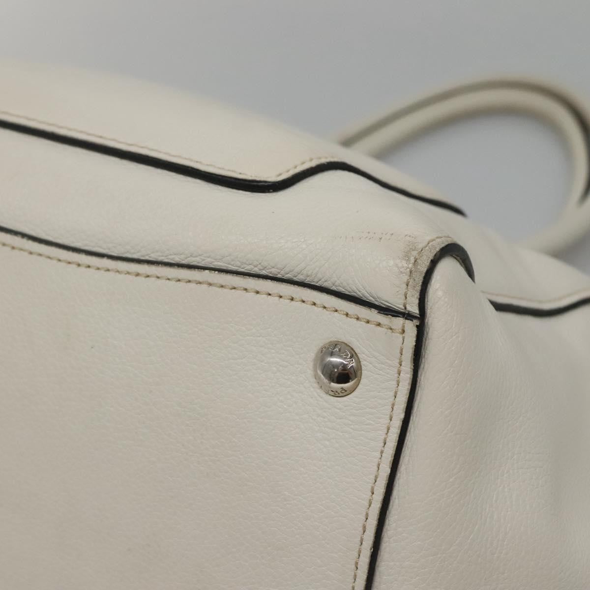Prada Front Pocket Wing Convertible Tote Vitello Daino White Leather Tote Bag Bag