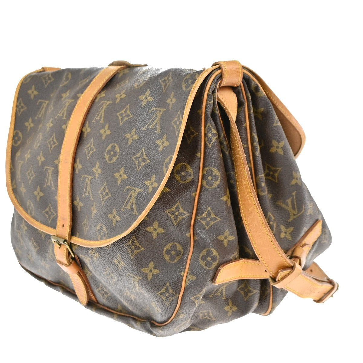 Louis Vuitton Saumur Handbag Monogram Canvas Brown Canvas Shoulder Bag
