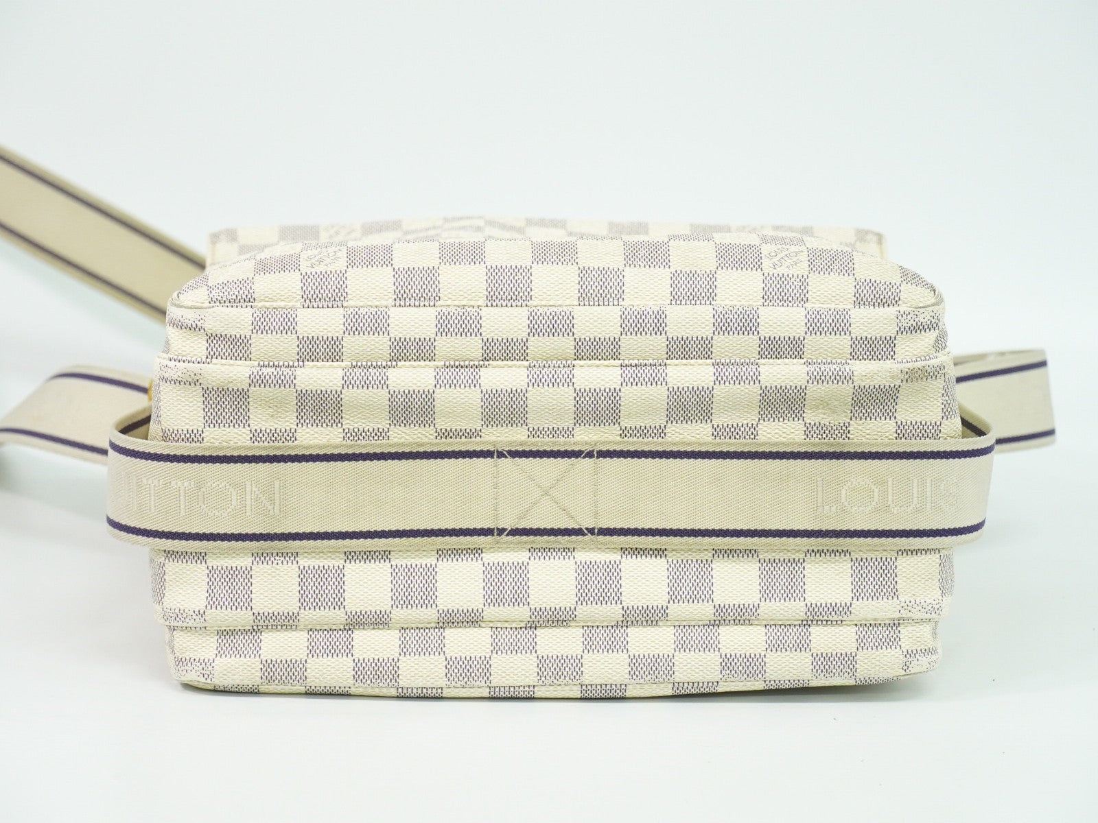 Louis Vuitton Naviglio Handbag Damier White Canvas Shoulder Bag