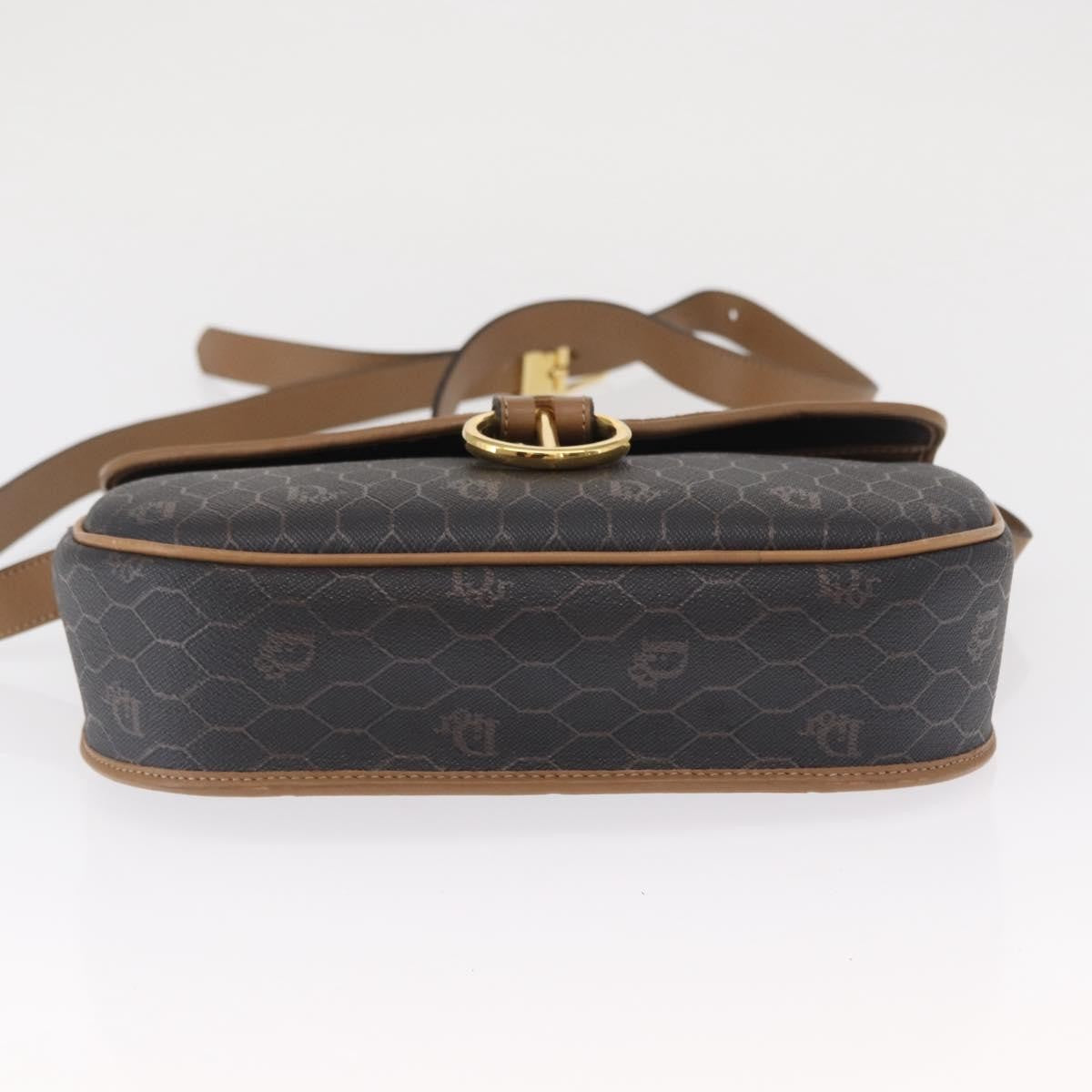 Christian Dior Vintage Honeycomb Flap Crossbody Bag Canvas And Leather Black Canvas Shoulder Bag Bag (Pre-Owned)