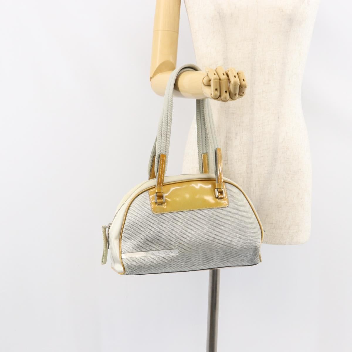 Prada Vintage Zip Handbag Tessuto Silver Nylon Handbag