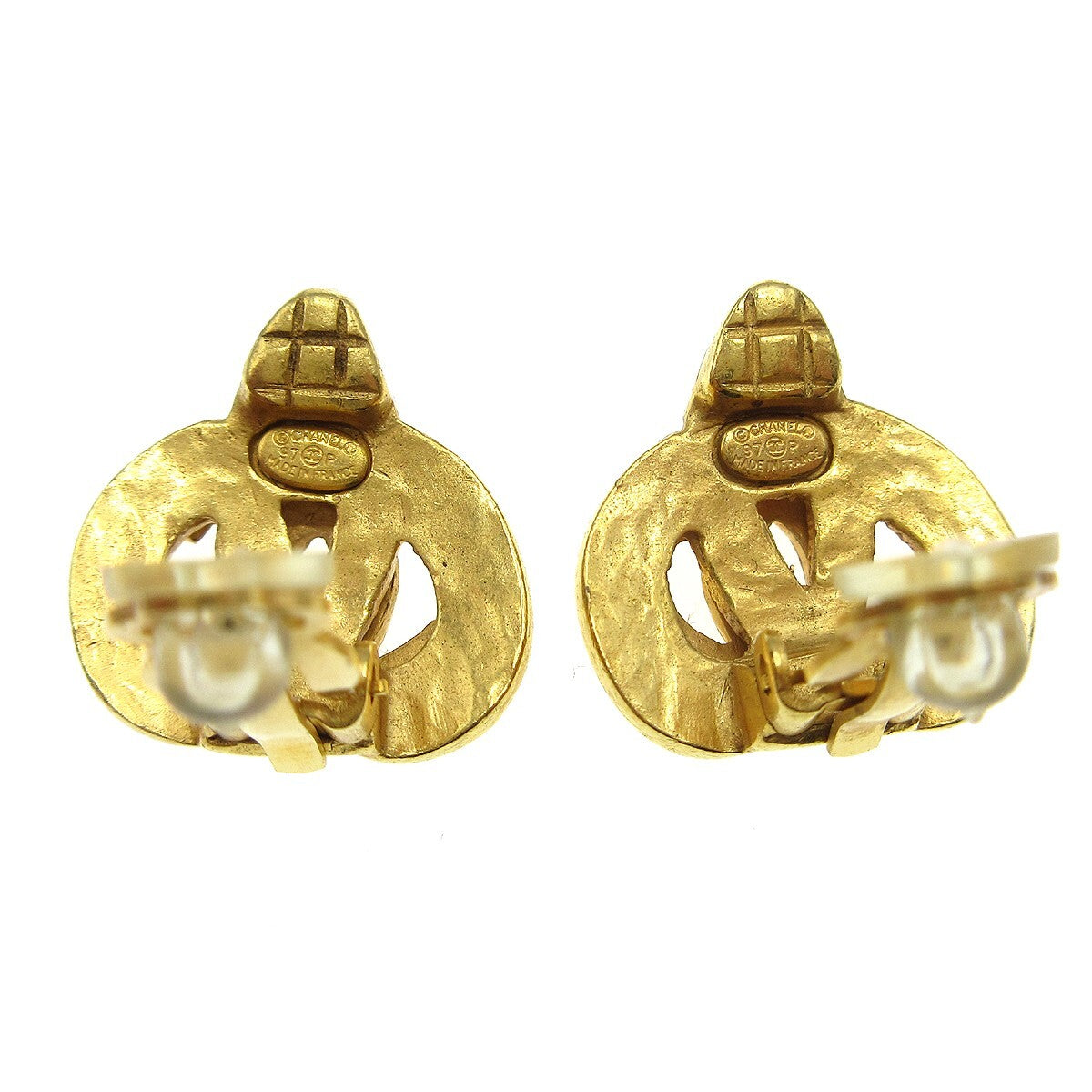 Chanel Cc Logo Heart Gold-Plated Gold Gold_Plated Earrings Jewelry