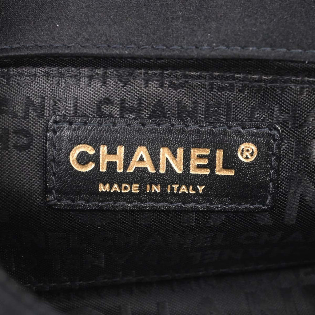 Chanel Chocolate Bar Flap Bag Quilted Satin Black Satin Shoulder Bag Bag