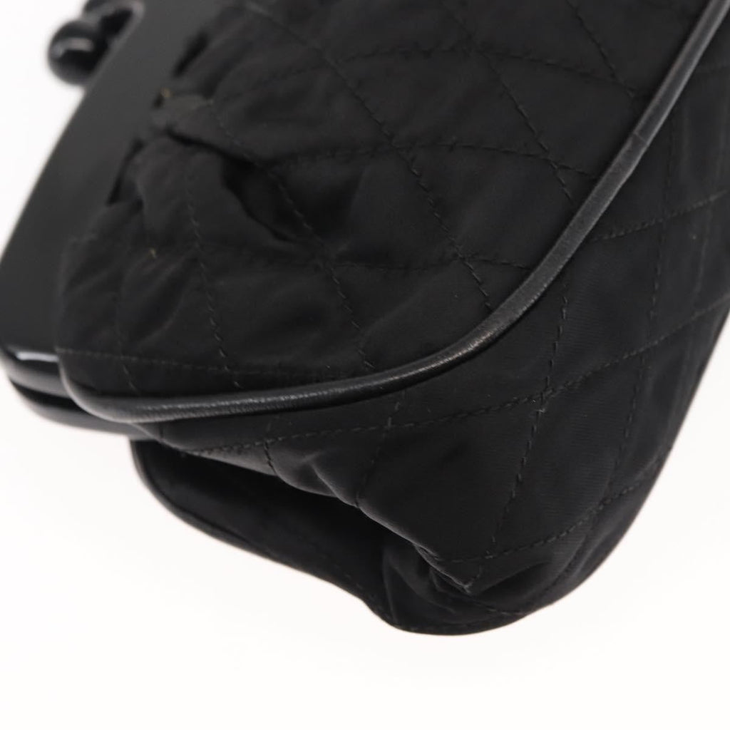Chanel Chain Clutch Canvas And Leather Black Satin Shoulder Bag Bag