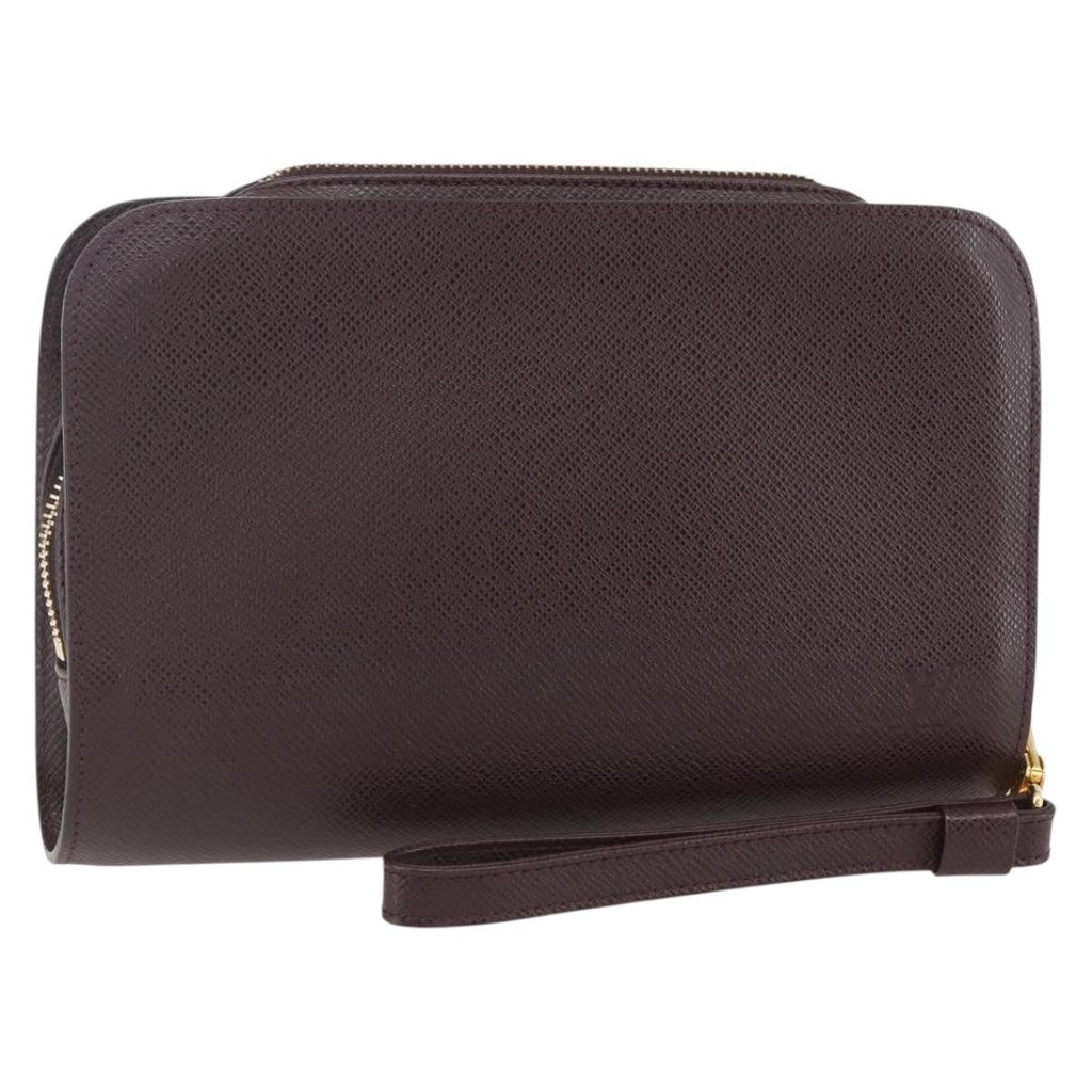 Louis Vuitton Pochette Baikal Clutch Taiga Leather Brown Leather Clutche & Pouche Bag
