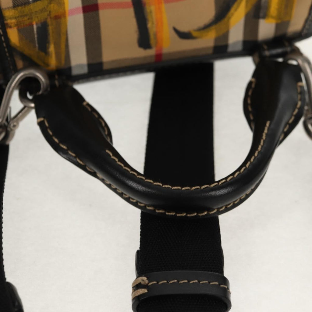 Burberry Graffiti Rucksack Backpack Vintage Check Canvas Beige Canvas Backpack Bag