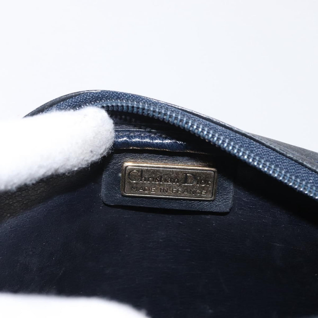 Christian Dior Vintage Shoulder Bag Leather Navy Leather Shoulder Bag Bag (Pre-Owned)