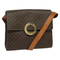 Celine Vintage Macadam Circle Logo Shoulder Bag Canvas And Leather Brown Canvas Shoulder Bag Bag