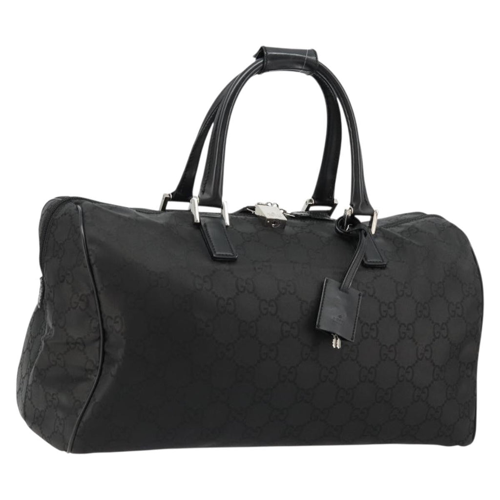 Gucci Duffle Bag Jumbo Gg Embossed Leather Black Pvc Handbag (Pre-Owned)