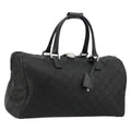 Gucci Duffle Bag Jumbo Gg Embossed Leather Black Pvc Handbag (Pre-Owned)