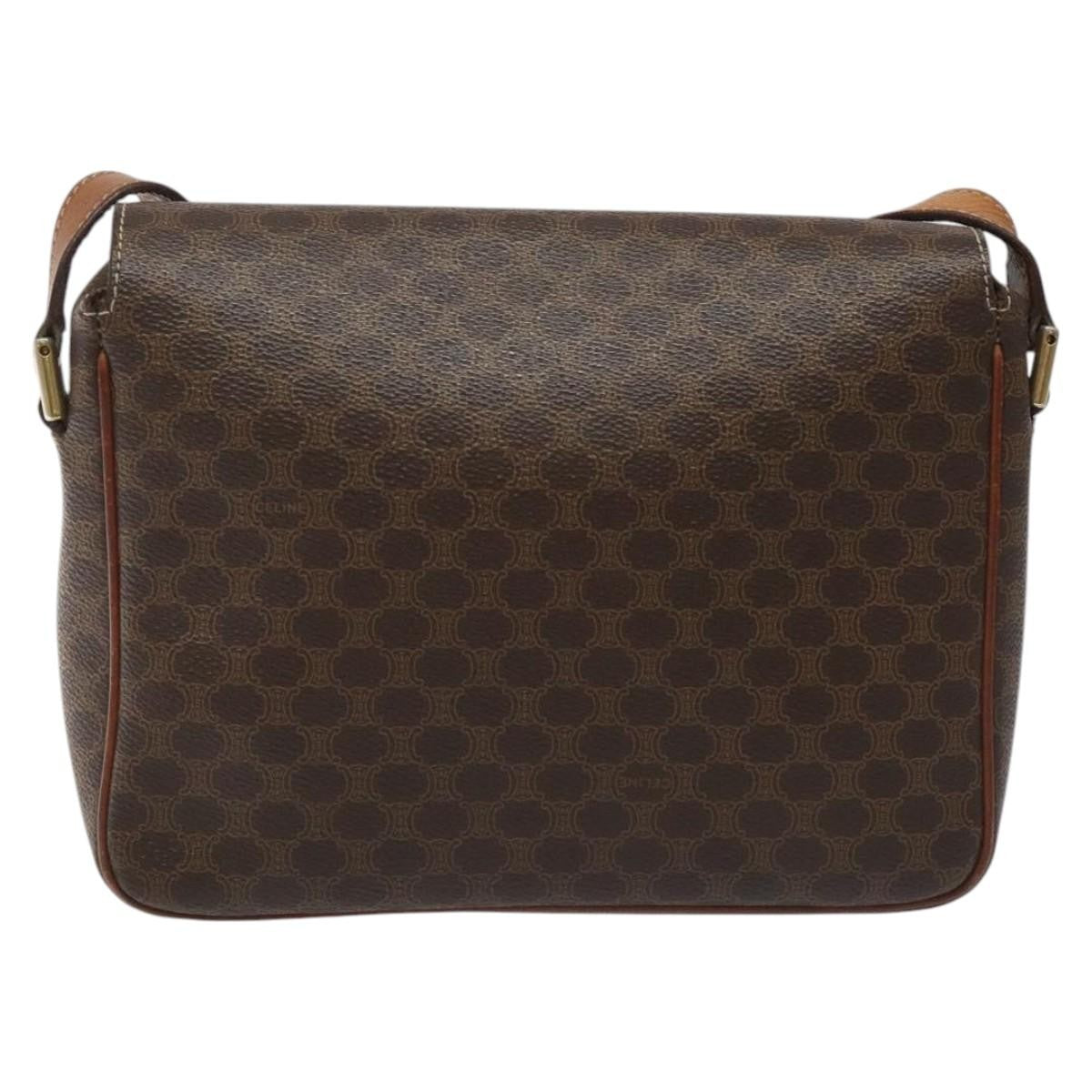 Celine Macadam Shoulder Bag Canvas Brown Canvas Shoulder Bag Bag