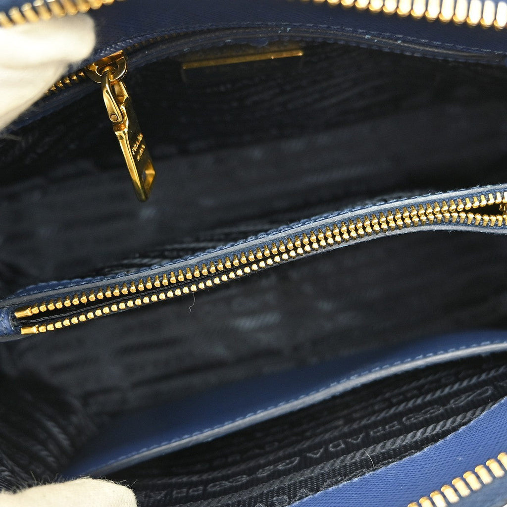 Prada Promenade Bag Saffiano Leather Blue Leather Handbag