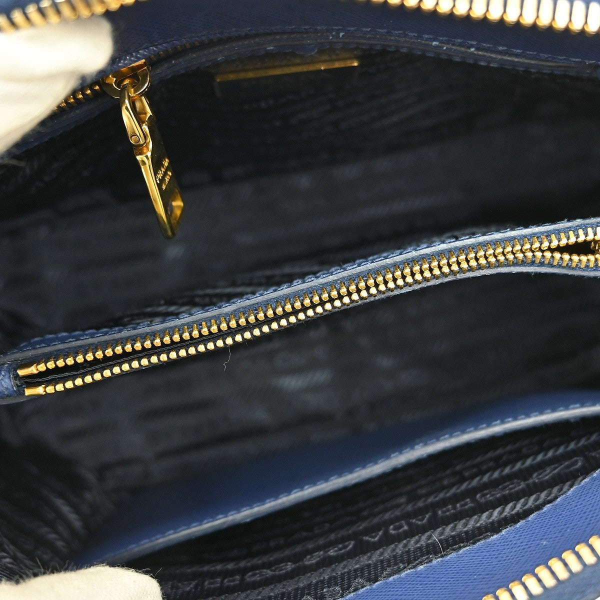 Prada Promenade Bag Saffiano Leather Blue Leather Handbag