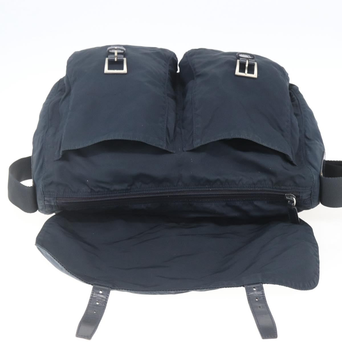 Prada Zip Buckle Messenger Bag Tessuto Navy Nylon Shoulder Bag Bag