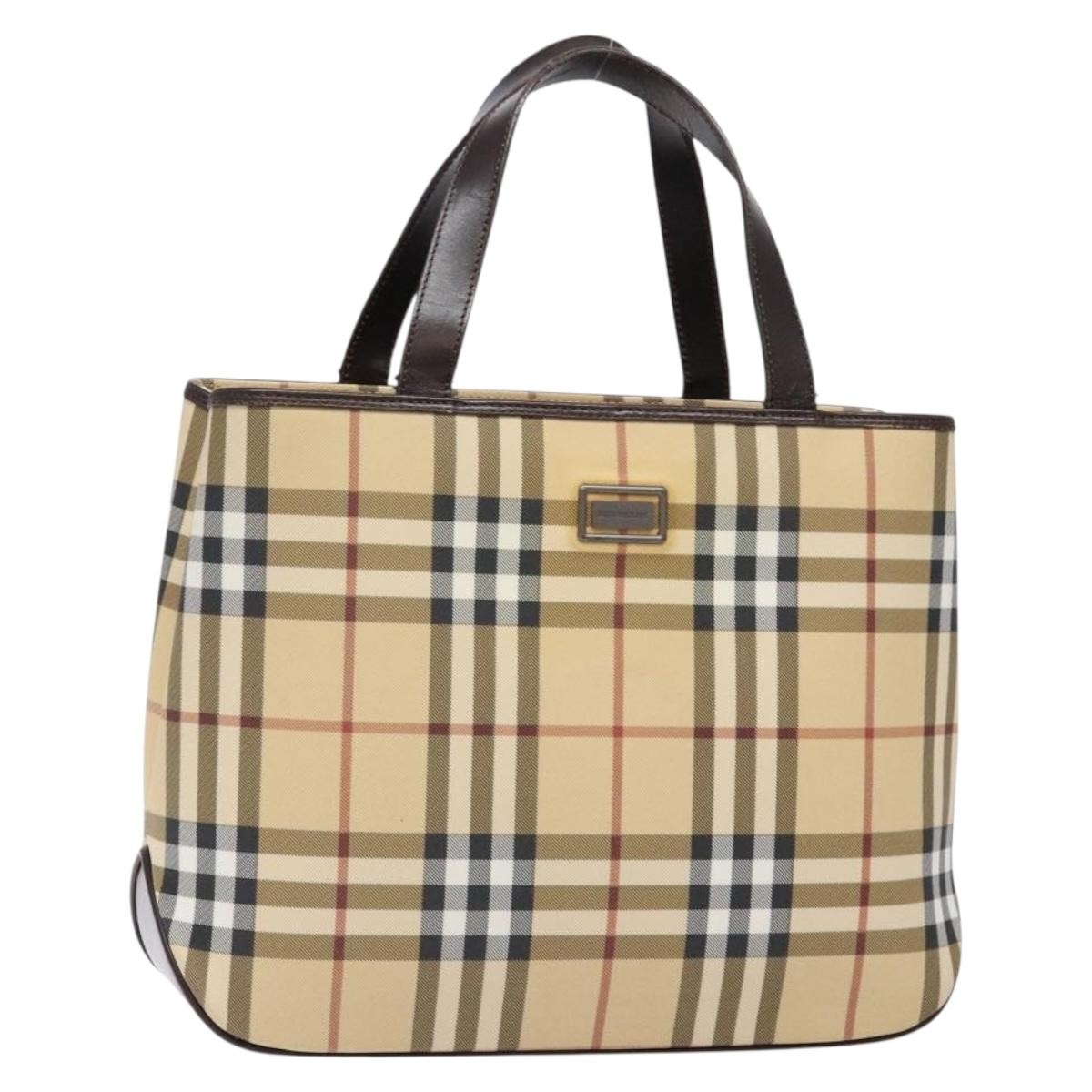 Burberry Vintage Tote Vintage Check Coated Canvas Beige Canvas Tote Bag