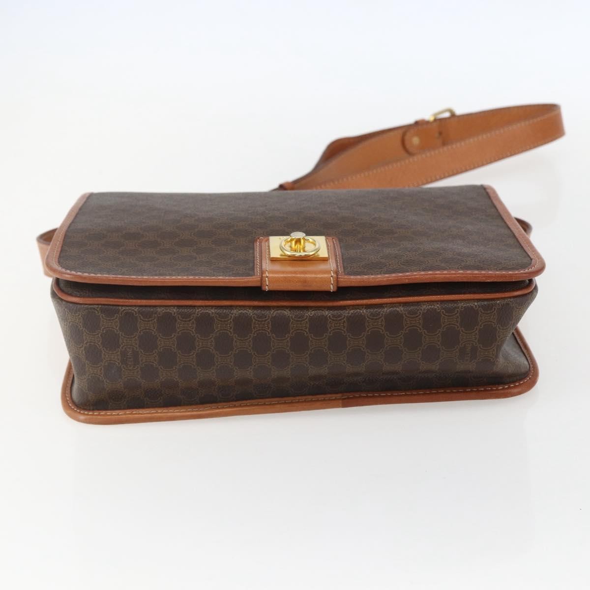 Celine Vintage Macadam Shoulder Bag Canvas And Leather Brown Canvas Shoulder Bag Bag