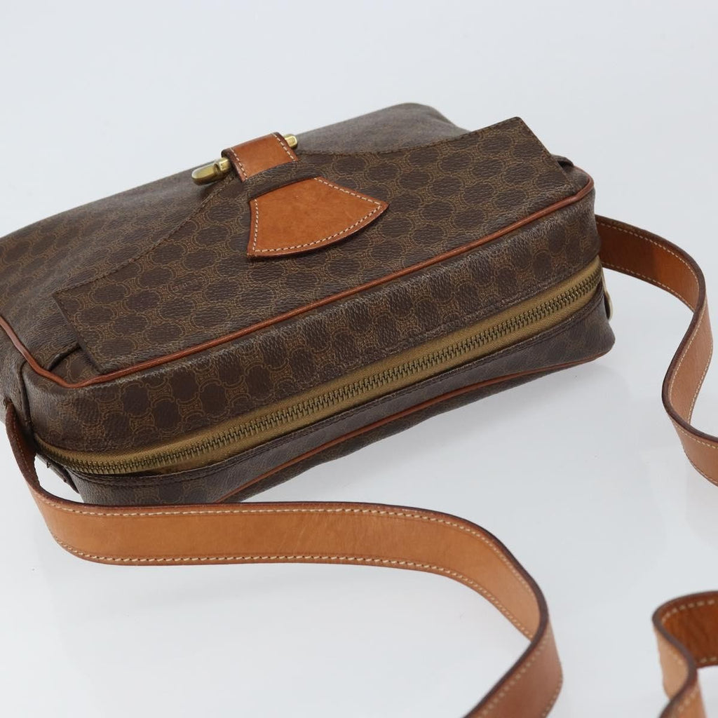 Celine Vintage Macadam Shoulder Bag Canvas And Leather Brown Canvas Shoulder Bag Bag