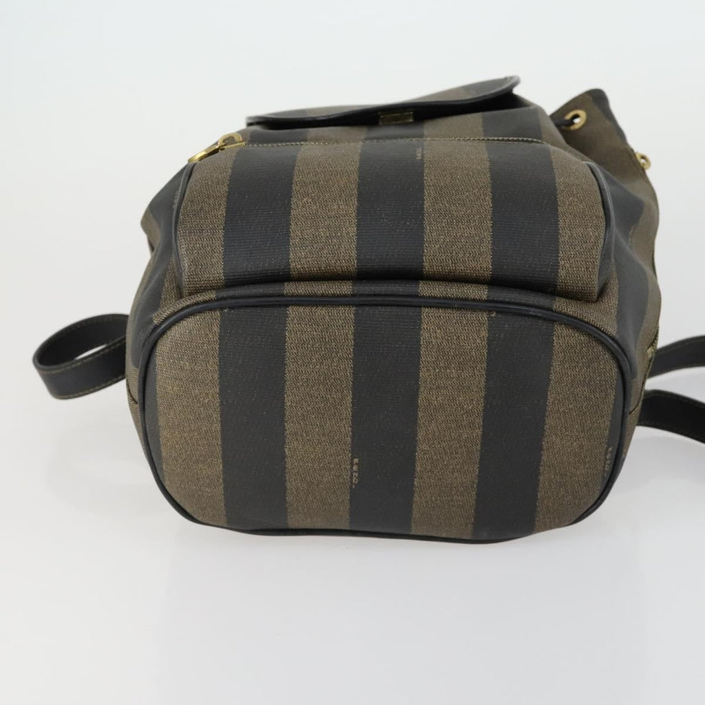 Fendi Pequin Front Pocket Backpack Coated Canvas Brown Pvc Backpack Bag