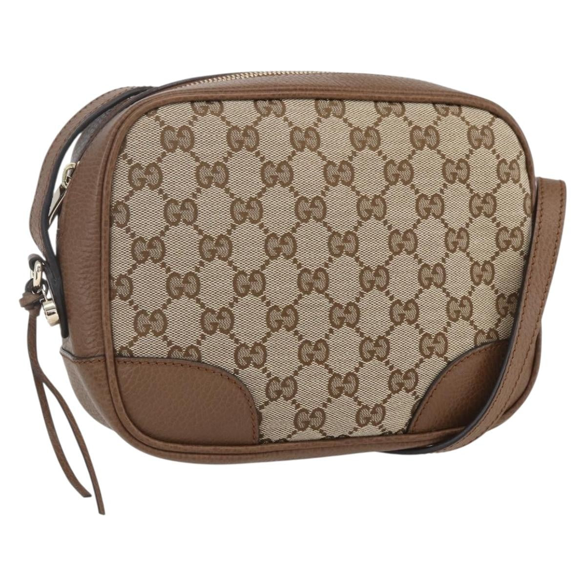 Gucci Bree Disco Crossbody Bag Gg Canvas With Leather Beige Canvas Crossbody Bag Bag (Pre-Owned)