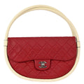 Chanel Hula Hoop Bag Quilted Lambskin Red Lamb Handbag