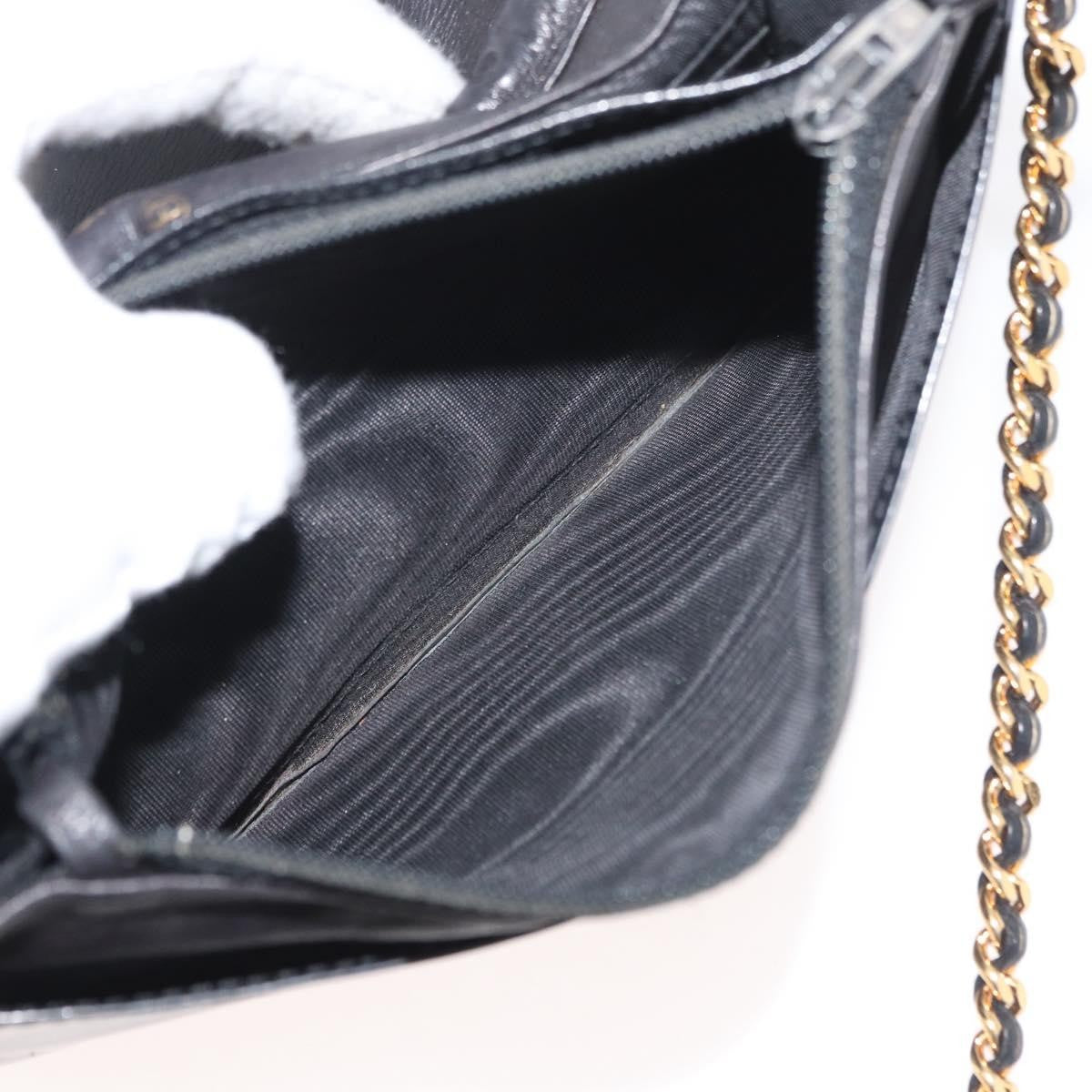Chanel Vintage Cc Wallet On Chain Patent Black Patent_Leather Shoulder Bag Bag