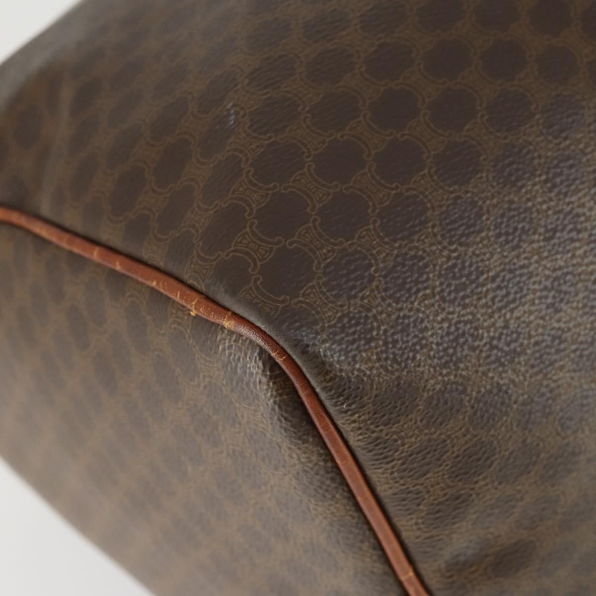 Celine Vintage Macadam Boston Bag Canvas Brown Pvc Travel Bag Bag