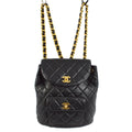 Chanel Duma Drawstring Backpack Quilted Leather Black Leather Backpack Bag