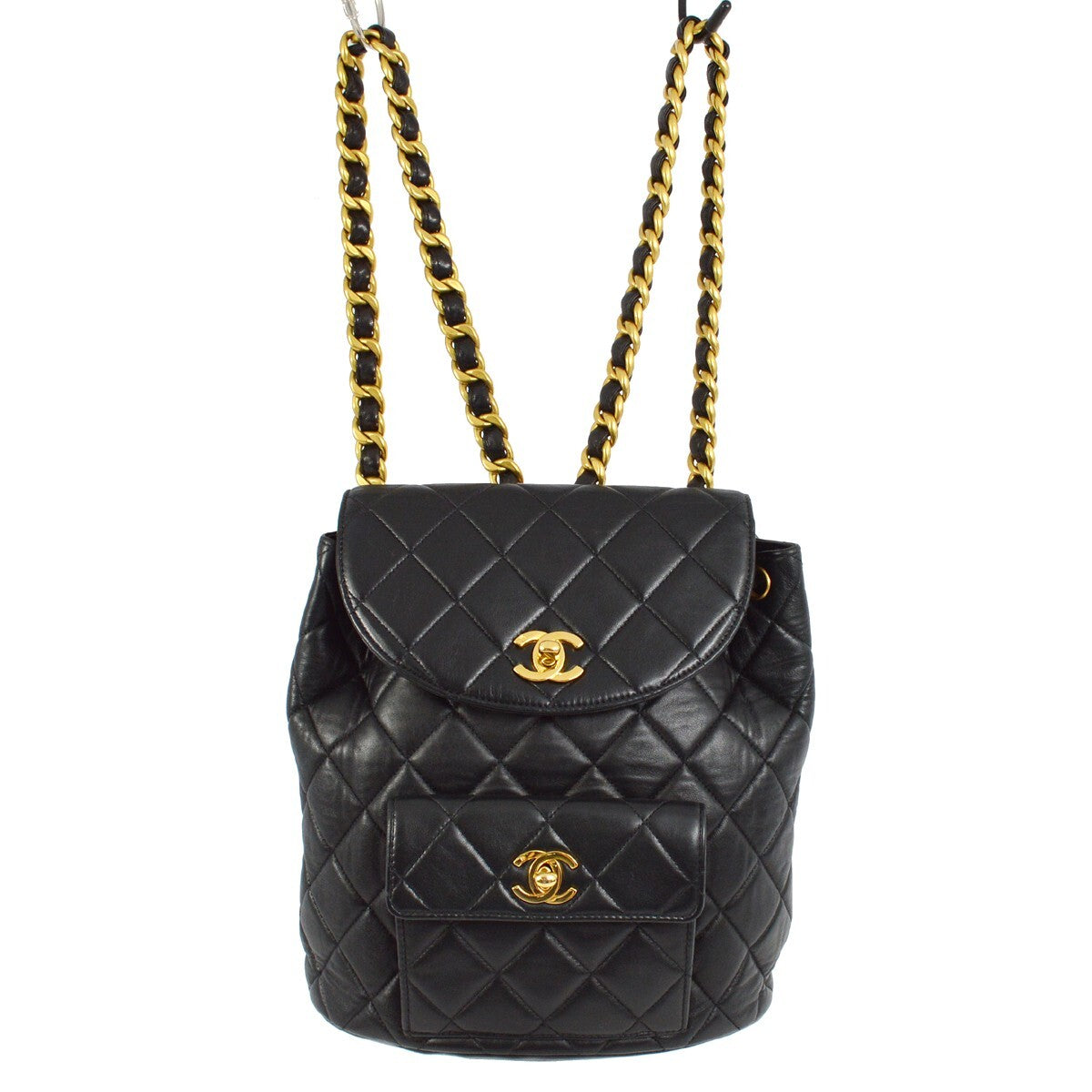 Chanel Duma Drawstring Backpack Quilted Leather Black Leather Backpack Bag