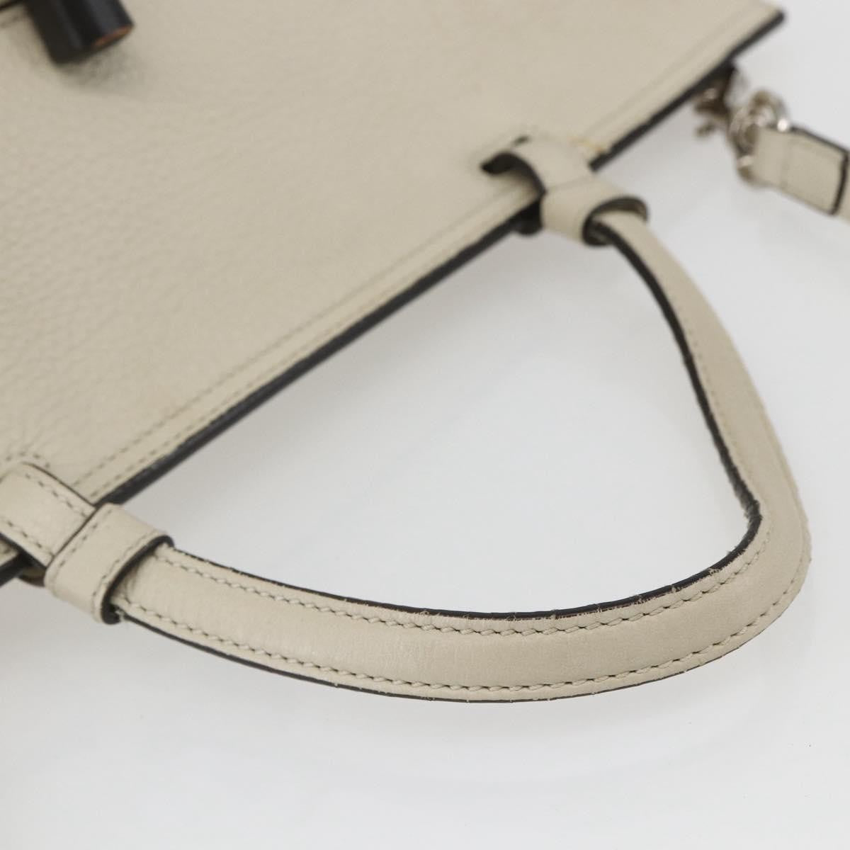 Gucci Bamboo Daily Top Handle Bag Leather White Leather Handbag (Pre-Owned)
