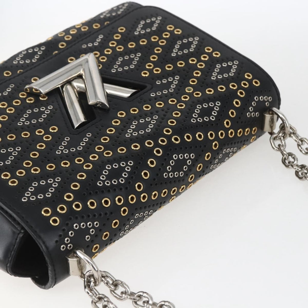 Louis Vuitton Twist Handbag Limited Edition Grommet Embellished Leather Black Leather Shoulder Bag