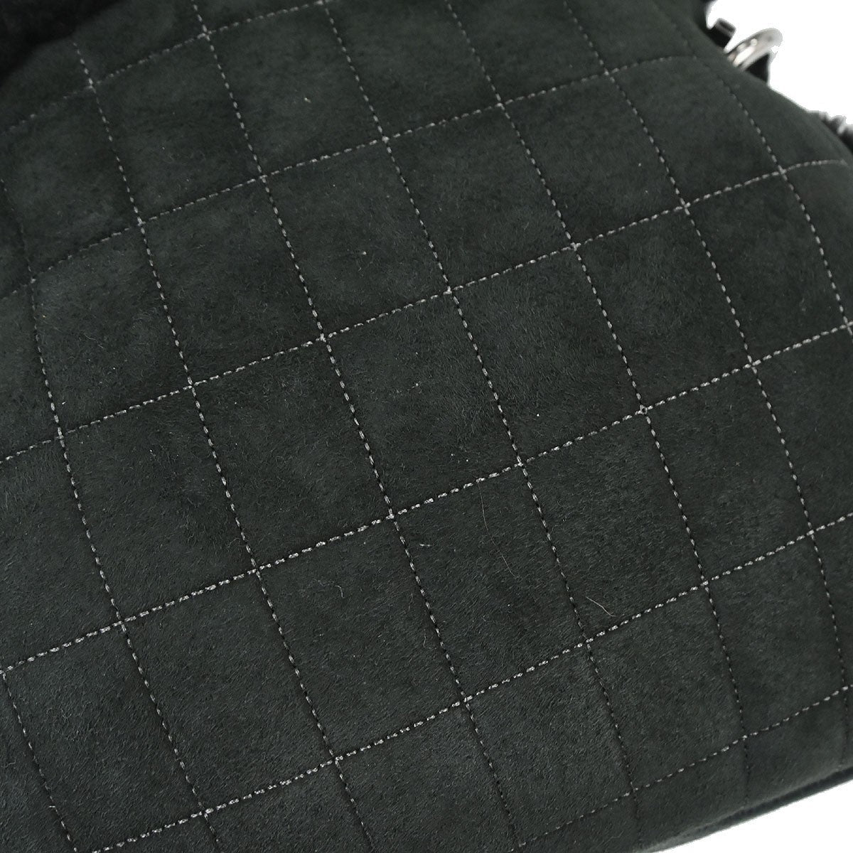 Chanel Vintage Embroidered Cc Chain Tote Quilted Suede And Shearling Black Suede Tote Bag Bag