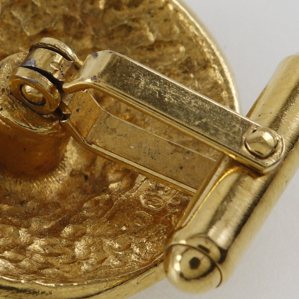 Chanel Vintage Logo Round Cufflinks Plated Gold Gold Gold_Plated Cufflinks Jewelry