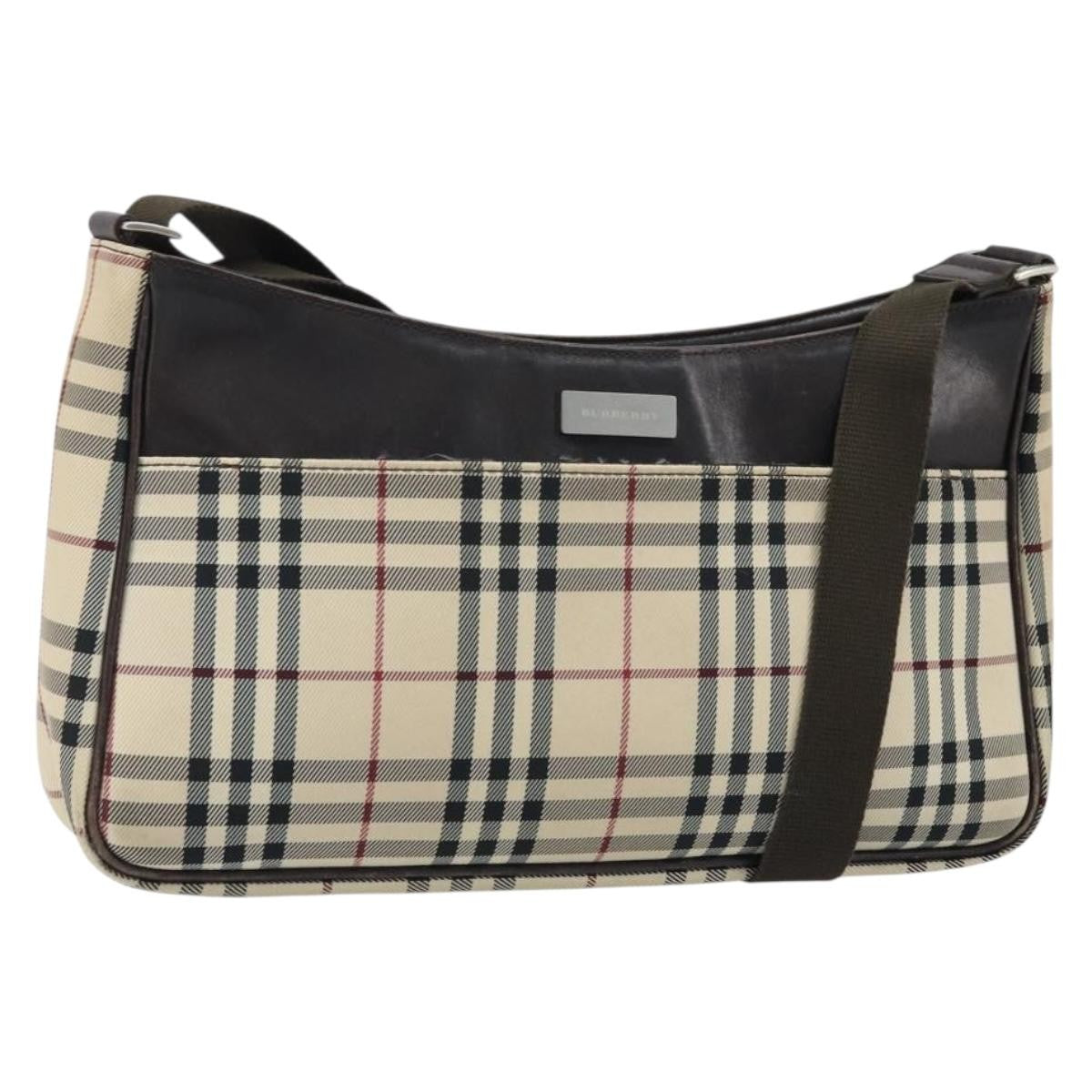 Burberry Nova Check Shoulder Bag Canvas And Leather Beige Canvas Shoulder Bag