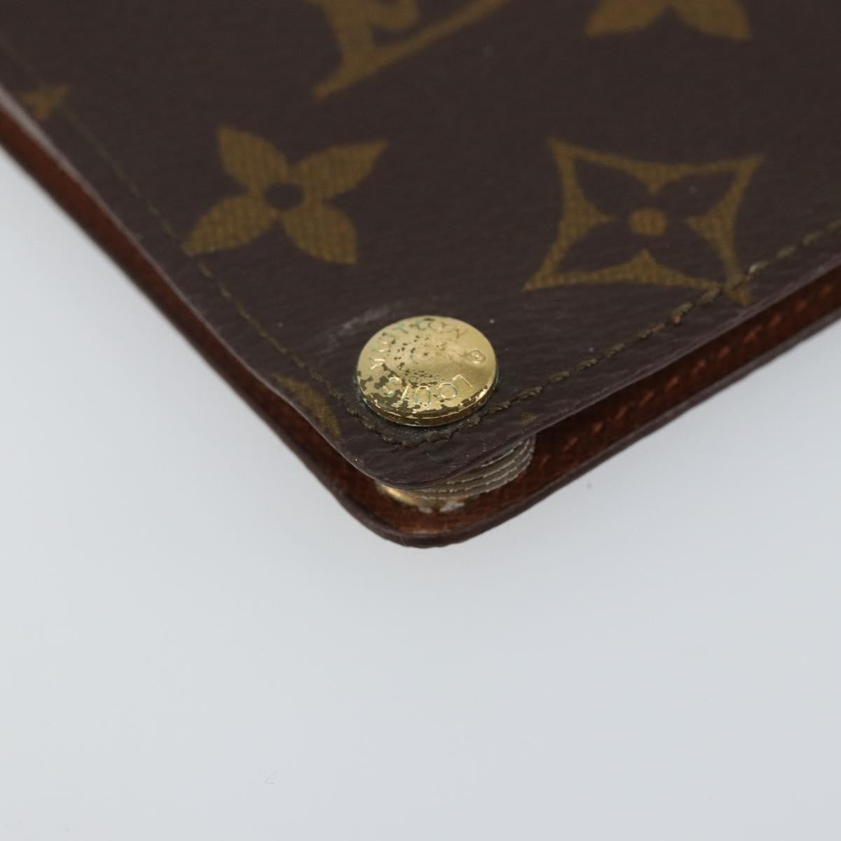 Louis Vuitton Porte Cartes Pression Card Case Monogram Canvas Brown Canvas Card Holders Accessory