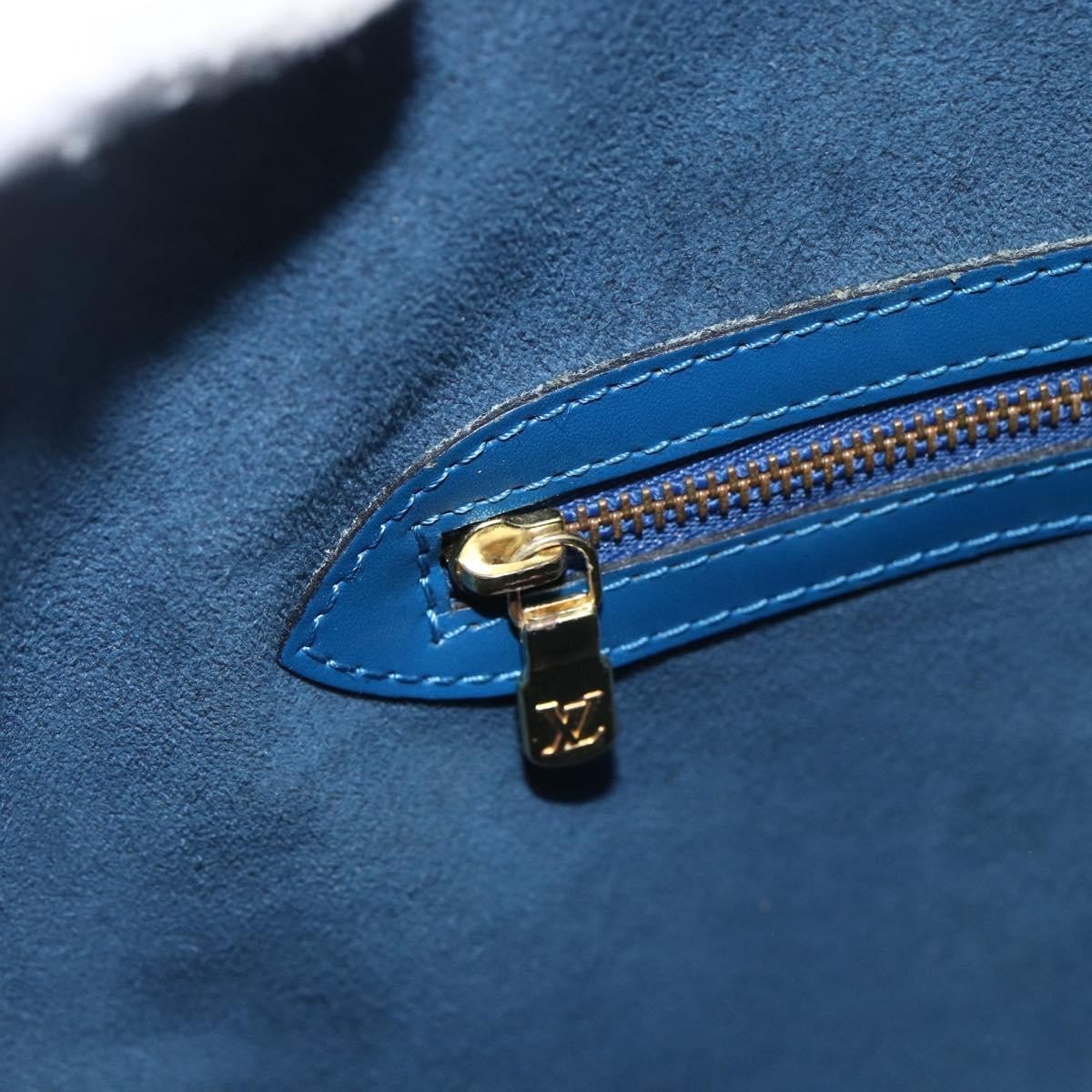 Louis Vuitton Lussac Handbag Epi Leather Blue Leather Shoulder Bag