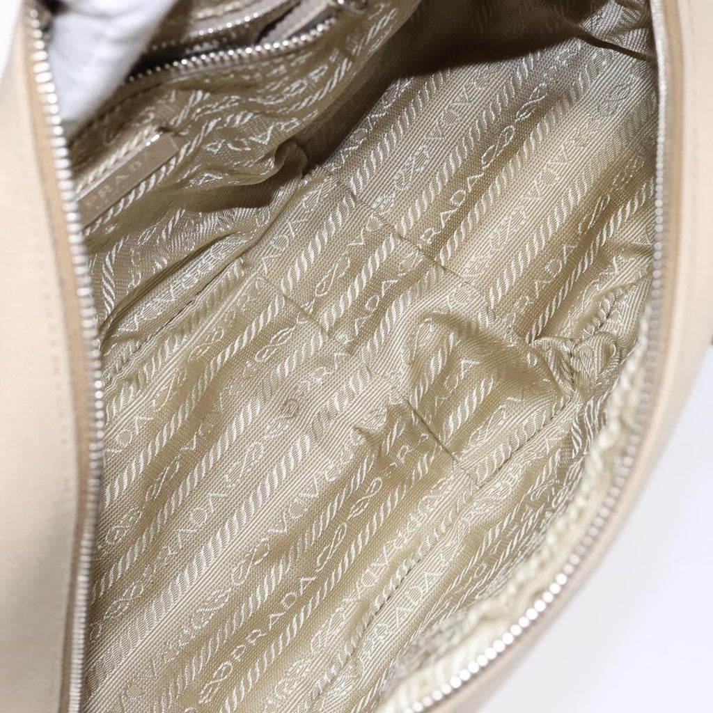 Prada Bauletto Bag Canvas With Leather Beige Canvas Bag