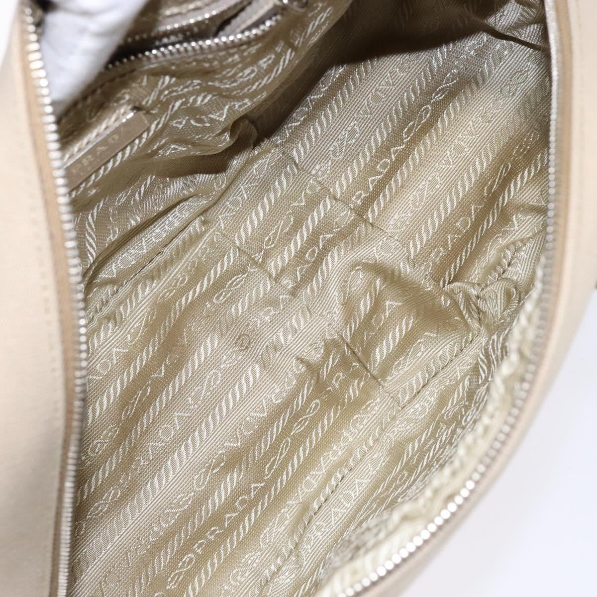 Prada Bauletto Bag Canvas With Leather Beige Canvas Bag